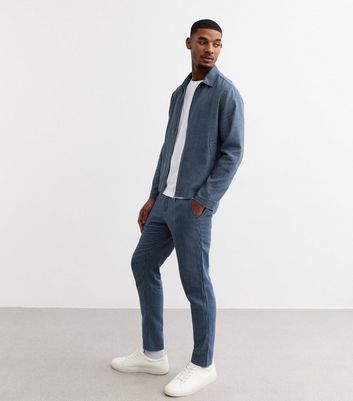 Blue Stripe Regular Linen Blend Zip Up Overshirt 3 Blue Stripe Regular Linen Blend Zip Up Overshirt