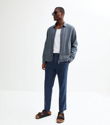 Blue Stripe Regular Linen Blend Zip Up Overshirt 6 Blue Stripe Regular Linen Blend Zip Up Overshirt