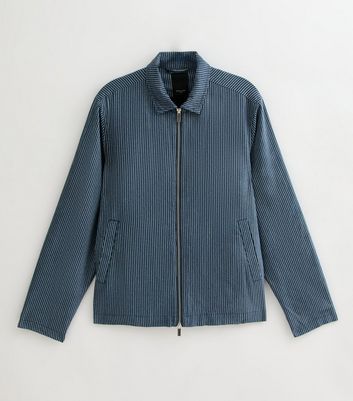 Blue Stripe Regular Linen Blend Zip Up Overshirt 7 Blue Stripe Regular Linen Blend Zip Up Overshirt