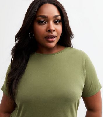 Curves Green Jersey Peplum Hem Top