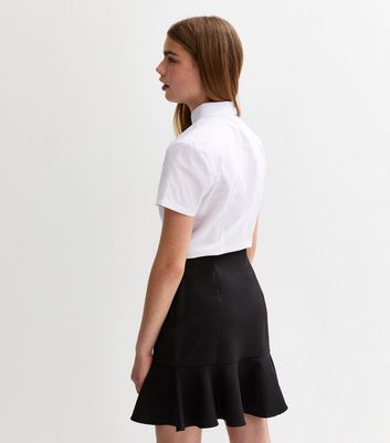 Girls Black Peplum Frill School Skirt 4 Girls Black Peplum Frill School Skirt