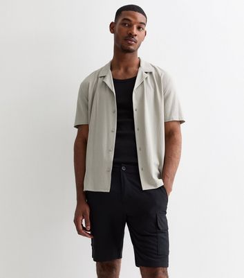 Black Lightweight Textured Regular Cargo Shorts