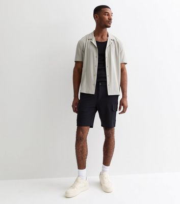Black Lightweight Textured Regular Cargo Shorts 3 Black Lightweight Textured Regular Cargo Shorts