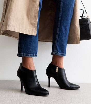 Black Faux Leather Heeled Shoe Boot 4 Black Faux Leather Heeled Shoe Boot