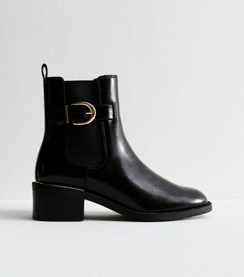 Black Faux Leather Buckle Detail Ankle Boots 3 Black Faux Leather Buckle Detail Ankle Boots