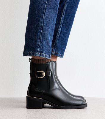 Black Faux Leather Buckle Detail Ankle Boots 4 Black Faux Leather Buckle Detail Ankle Boots