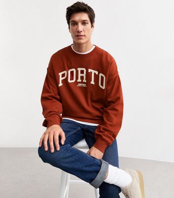 Dark Red Oversized Porto Print Sweatshirt
