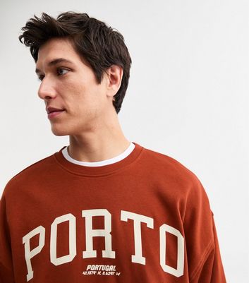 Dark Red Oversized Porto Print Sweatshirt