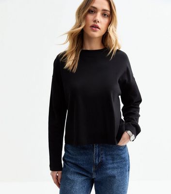 Black Premium Heavyweight Cotton Long Sleeved Boxy T-Shirt