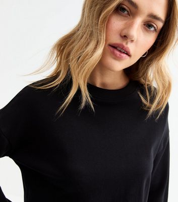 Black Premium Heavyweight Cotton Long Sleeved Boxy T-Shirt