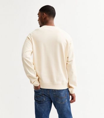 Cream Oversized Crew Neck Sweatshirt 4 Cream Oversized Crew Neck Sweatshirt