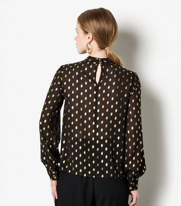 Apricot Black Foil Print High Neck Top 3 Apricot Black Foil Print High Neck Top