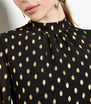 Apricot Black Foil Print High Neck Top 4 Apricot Black Foil Print High Neck Top