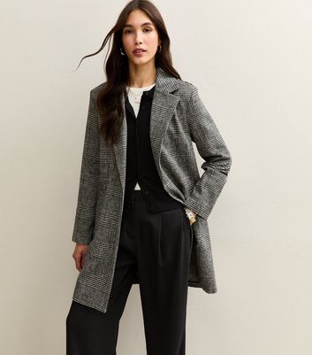 Black Check Collared Coat