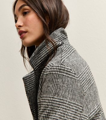 Black Check Collared Coat