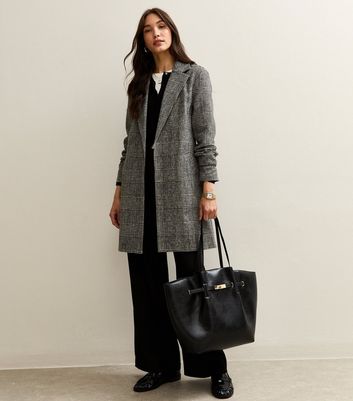 Black Check Collared Coat