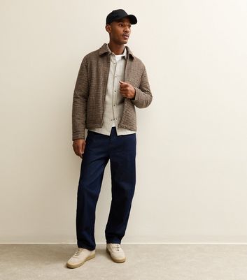 Brown Relaxed Quilted Checked Zip Up Jacket 6 Brown Relaxed Quilted Checked Zip Up Jacket