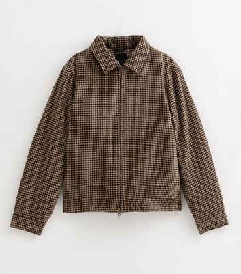 Brown Relaxed Quilted Checked Zip Up Jacket 7 Brown Relaxed Quilted Checked Zip Up Jacket