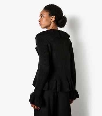 Apricot Black Ruffled Tie Front Cardigan 3 Apricot Black Ruffled Tie Front Cardigan