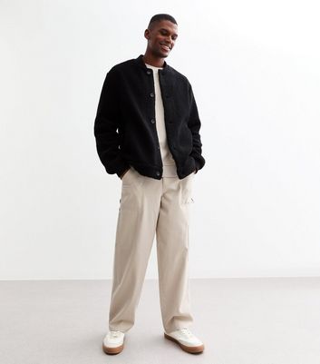 Black Regular Fit Textured Bomber Jacket