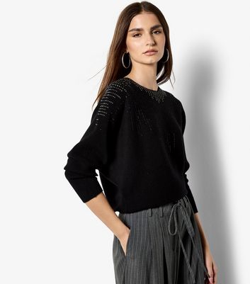Apricot Black Gradual Sparkle Batwing Jumper