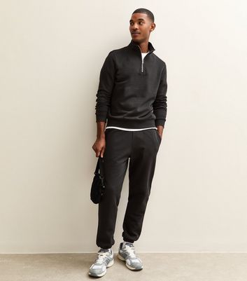 Black Regular Drawstring Waist Joggers