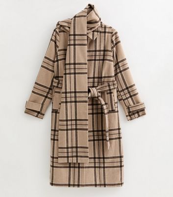 Beige Checked Collared Jacket and Matching Scarf 6 Beige Checked Collared Jacket and Matching Scarf