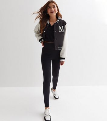 Girls Black Ribbed V Neck Ruched Sports Top