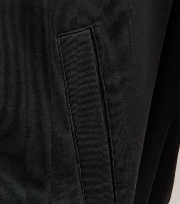 Black Relaxed Zip Through Jersey Bomber Jacket