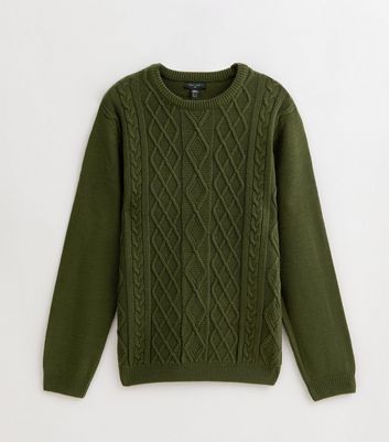 Dark Green Relaxed Cable Knit Long Sleeve Jumper 6 Dark Green Relaxed Cable Knit Long Sleeve Jumper