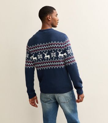 Blue Reindeer Pattern Christmas Jumper 6 Blue Reindeer Pattern Christmas Jumper
