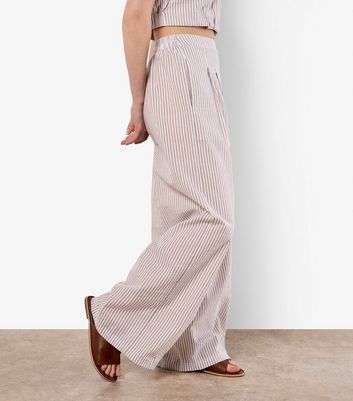 Apricot Stone Striped Pleated Wide Leg Trousers 6 Apricot Stone Striped Pleated Wide Leg Trousers