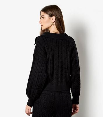 Apricot Black Cable Knit Collar Jumper 3 Apricot Black Cable Knit Collar Jumper
