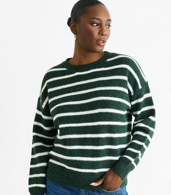 Gini London Green Striped Oversized Jumper