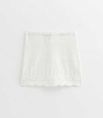 Girls White Crochet Knit Skirt 6 Girls White Crochet Knit Skirt