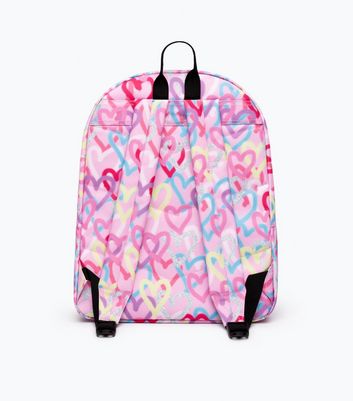 Hype Light Pink Graffiti Heart Print Backpack