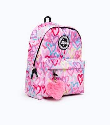 Hype Light Pink Graffiti Heart Print Backpack 3 Hype Light Pink Graffiti Heart Print Backpack