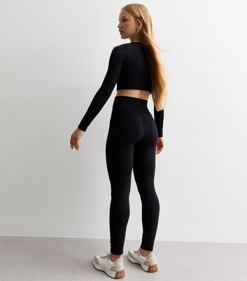 Girls Black Ribbed Leggings 4 Girls Black Ribbed Leggings