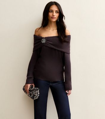 Light Purple Off The Shoulder Jumper