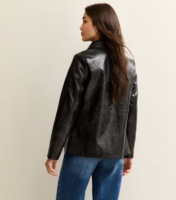 Black Button Up Faux Leather Jacket 4 Black Button Up Faux Leather Jacket