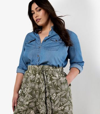 Apricot Curves Olive Green Batik Leaf Print Culotte Trousers 4 Apricot Curves Olive Green Batik Leaf Print Culotte Trousers