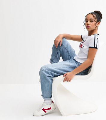 Girls Blue Barrel Leg Jeans