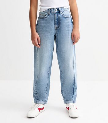 Girls Blue Barrel Leg Jeans 3 Girls Blue Barrel Leg Jeans