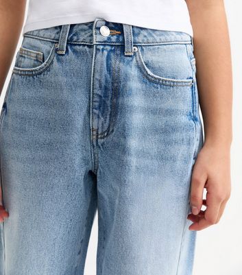 Girls Blue Barrel Leg Jeans 4 Girls Blue Barrel Leg Jeans