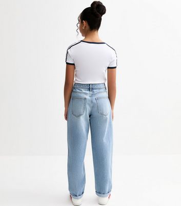 Girls Blue Barrel Leg Jeans 6 Girls Blue Barrel Leg Jeans