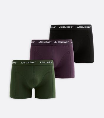 Jack & Jones Green Pack of 3 Logo Waistband Boxers