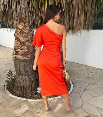 AX Paris Orange One-Shoulder Midi Dress