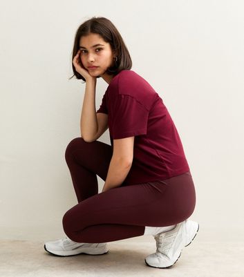 Burgundy Seamless Ribbed Jersey Leggings 3 Burgundy Seamless Ribbed Jersey Leggings