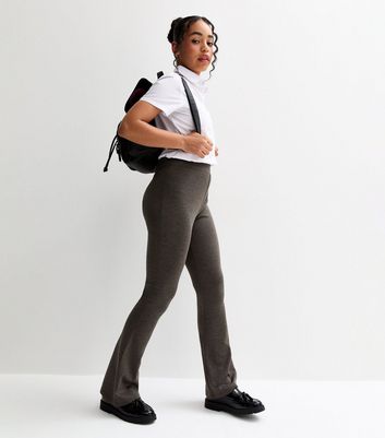 Girls Grey Flared Leg School Trousers
