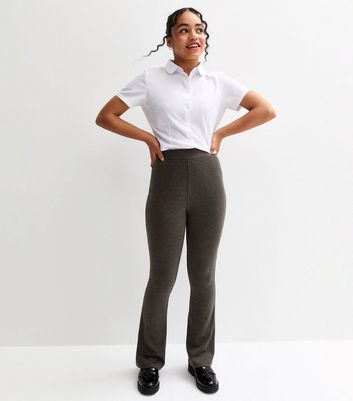 Girls Grey Flared Leg School Trousers 3 Girls Grey Flared Leg School Trousers